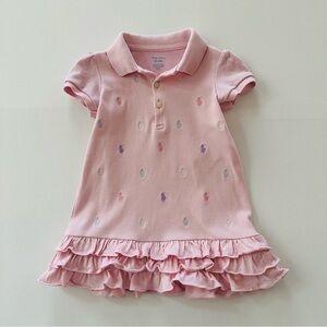 Ralph Lauren 12 Months Baby Girl Pink Ruffled Polo Dress Spring Summer Easter